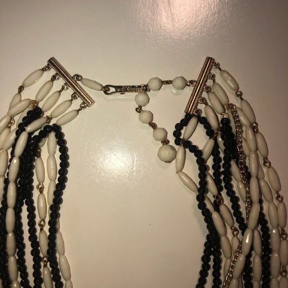 Vtg west germany black white & iridescent lucite bead multi strand necklace 20” - Picture 3 of 5